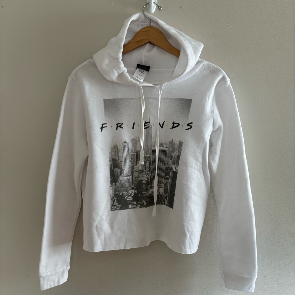 Friends NY Skyline Cropped Hooded Sweatshirt Size L